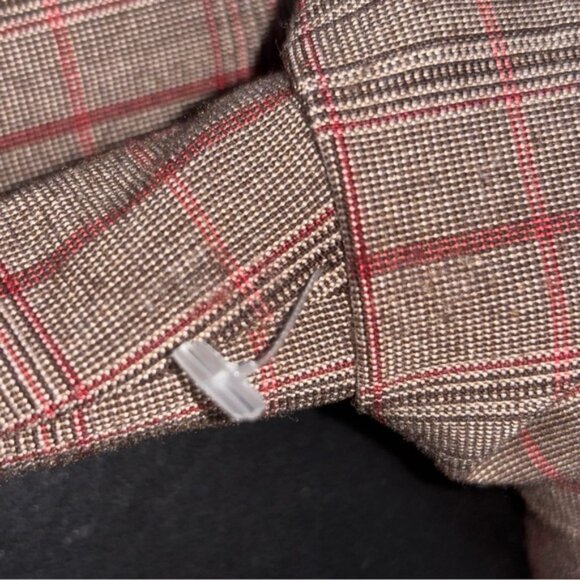 Kenneth Cole Women's Size 12 Plaid Blazer Brown Button Front Pockets Lined Short - Picture 4 of 10